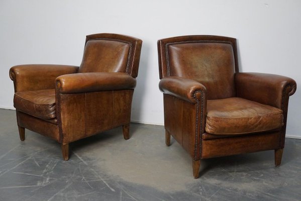 Vintage Dutch Cognac Leather Club, Parisian Leather Club Chair