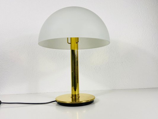 Mid Century German Solid Brass Table, Solid Brass Lamps