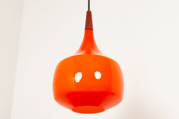 Vintage Danish Orange Glass Pendant 