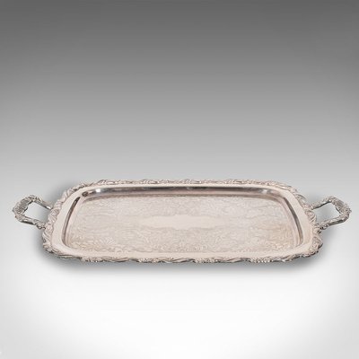 Ornate Silverplate footed tray patina aged Poole silver co