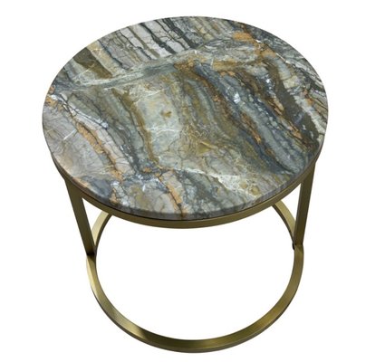 Modern Diana Round Coffee Table With Brass Tint Marble By Casa Botelho For Sale At Pamono