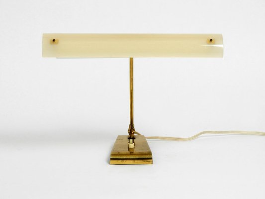 Mid-Century Modern Brass Desk Lamp with Acrylic Glass Lampshade