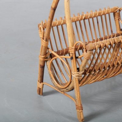 Vintage rattan magazine rack/vintage living room decor/vintage rattan
