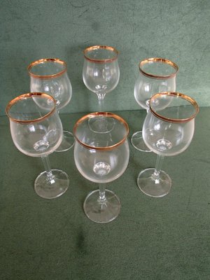 G Decor Set di 4 bicchieri da 600 ml in cristallo color verde Lazaro con bordo dorato, perfetti per casa, ristoranti e feste