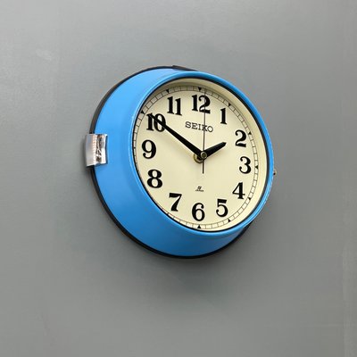 Vintage Industrial Blue Quartz Wall Clock from Seiko, 1970s for sale at  Pamono