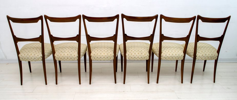 Walnut Dining Chairs By Guglielmo, Walnut Dining Chairs Set Of 6