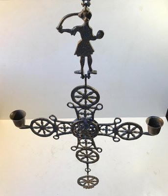 Pendant Cross Candleholder in Bronze, Greece, 1920s for sale at Pamono