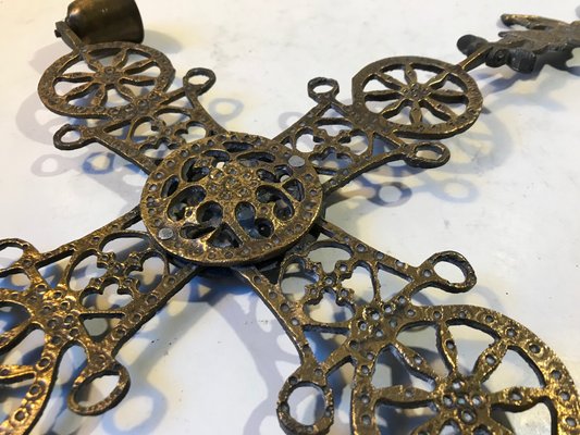 Pendant Cross Candleholder in Bronze, Greece, 1920s for sale at Pamono