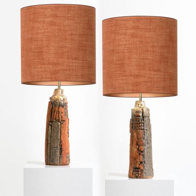 Ceramic Lamps By Bernard Rooke With Custom Made Silk Lampshades René Houben Set Of 2 For At Pamono Ceramic Lamps By Bernard Rooke With, Custom Ceramic Table Lamps