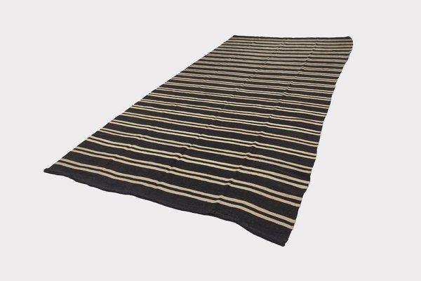 White And Black Striped Kilim Rug By, Black And White Stripe Flatweave Rugs