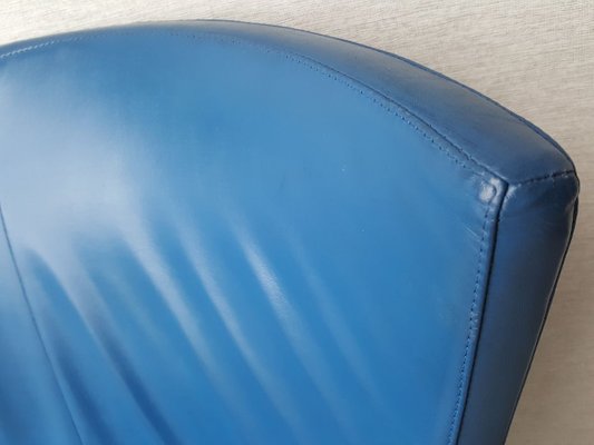 Vintage Blue Leather Armchair For, Blue Leather Armchair