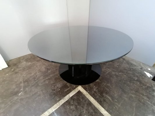 Italian Black Wood Lacquered Glass Table In the Style of Sabot