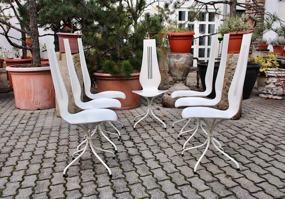 White Dining Chairs by Theo Häberli, 1960s, Set of 7 for sale at