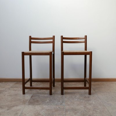 Mid Century Low Rush Bar Stools 1970s, How To Stain Wood Bar Stools