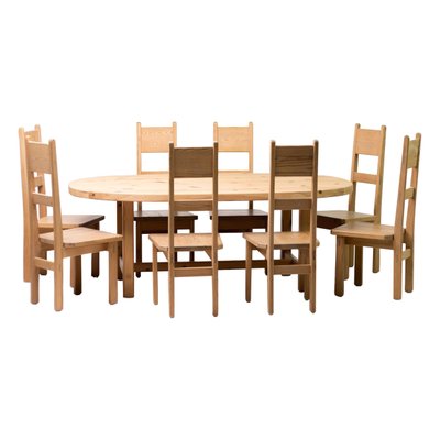 Oregon Pine Dining Set By Carl Malmsten, Oregon Pine Dining Room Table And Chairs