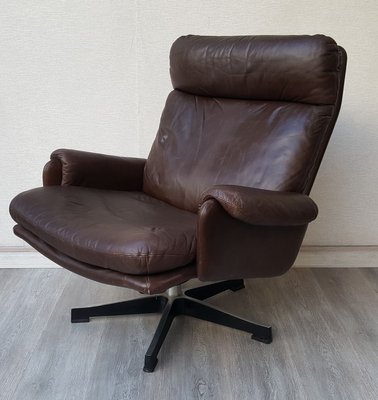 Vintage Leather Reclining Armchair Bei, Leather Reclining Armchair