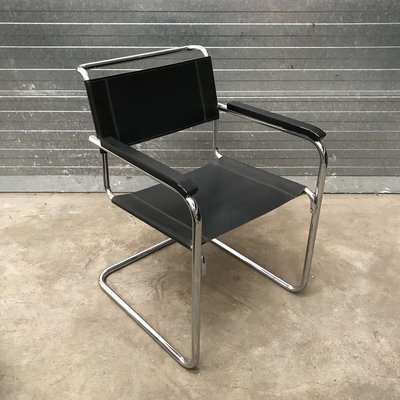 B34 Side Chair In Black Leather By Marcel Breuer For Thonet 2000s For Sale At Pamono