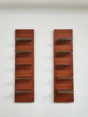 Glass Shelves From Calligaris 1990s, 4 Shelf Cherry Wood Bookcase