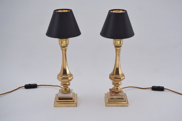 Vintage Bronze And Onyx Table Lamps, Antique Bronze Desk Lamps