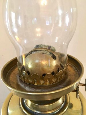 Lampada ad olio antica in ottone, XIX secolo in vendita su Pamono