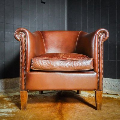 Vintage Dark Leather Lounge Chair For, Distressed Leather Chairs Uk