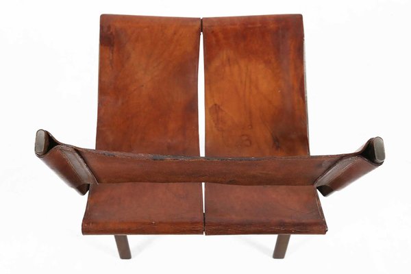 Leather Side Chair By Emile Souply, Metal And Leather Chairs
