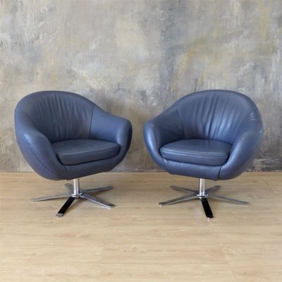 Navy leather cheap swivel chair