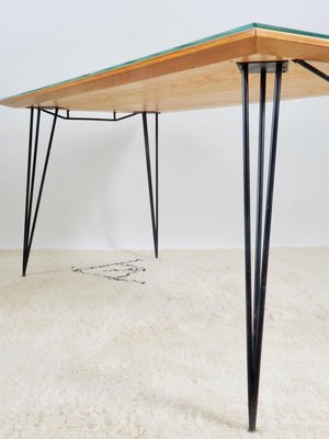 Wood Top And Black Metal Legs 1950s, How Tall Are Dining Table Legs