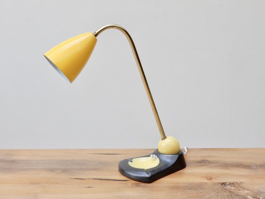 Working Mid Century 1950's Yellow Slanted Shade Wall Desk Mount