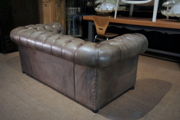 Gray Leather Sofa From Chesterfield, Silver Gray Leather Sofa