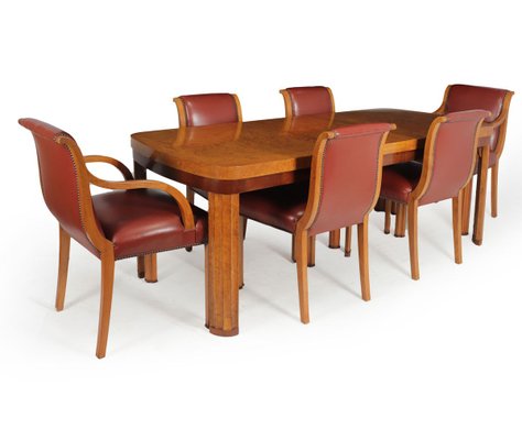 Art Deco Dining Table Chairs Set, Dining Table Barrel Chairs
