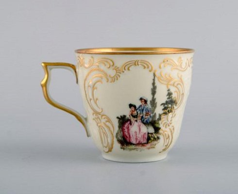 Dinette Vintage – Service à Café 6 Pièces En Porcelaine Multicolore, Fabrication Allemande