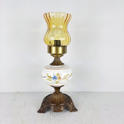 Vintage Porcelain Glass Table Lamp, Vintage Glass Electric Lamp
