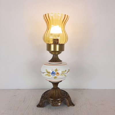 Vintage Porcelain Glass Table Lamp, Vintage Porcelain Table Lamps