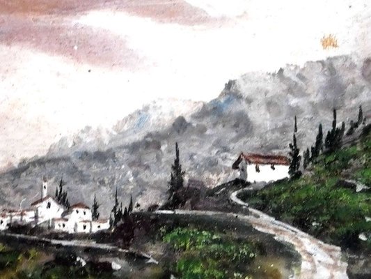 Italian Landscape Oil Paintings 1940s, Oil Painting Italian Landscape