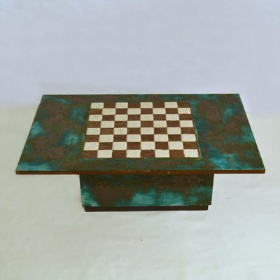 Vintage Wooden Chess Table With Chess Pieces, 1950-1960s for sale at Pamono