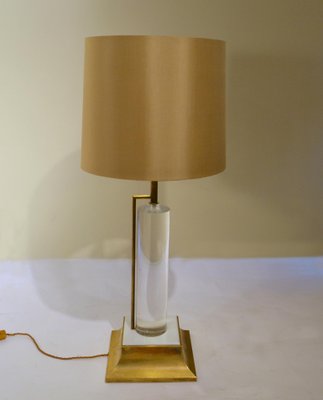 Lucite And Brass Italian Table Lamp With Silk Shade 1960s For At Pamono Lucite And Brass Italian Table Lamp, Steampunk Table Lamp Shade