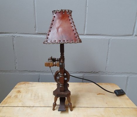 Mid Century Spinning Wheel Table Lamp, Western Floor Lamps