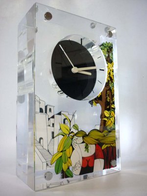 Italian Plexiglas Clock Aldo Lanciano, 1980s for sale at Pamono