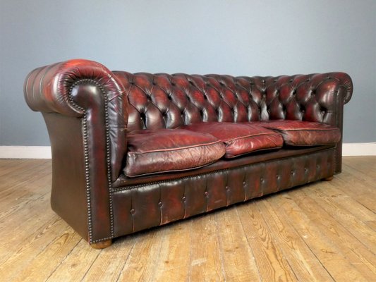 British Oxblood Leather Chesterfield, How To Tell A Real Chesterfield Sofa
