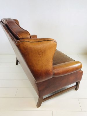 Mid Century Georgian Style Wingback, Leather Wingback Chesterfield Sofa