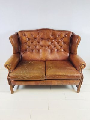 Mid Century Georgian Style Wingback Chesterfield Sofa For At Pamono Mid Century Georgian Style Wingback, Chesterfield Style Leather Sofa