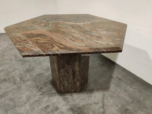 Vintage Hexagonal Granite Dining Table, Real Granite Dining Table
