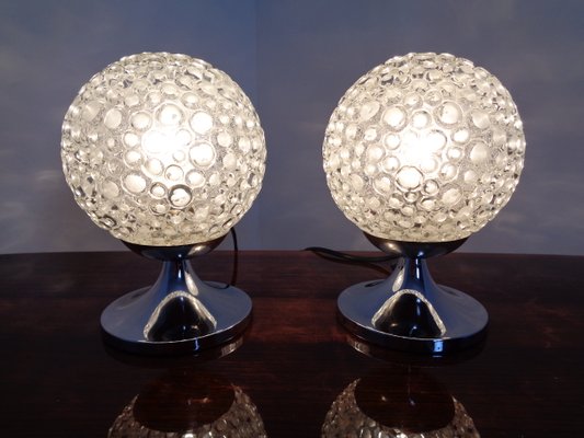 Lampade da tavolo in vetro a bolle, anni '70, set di 2 in vendita su Pamono