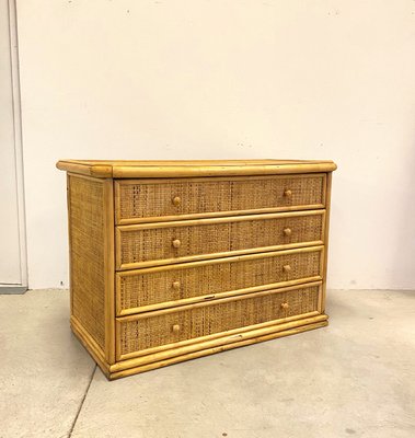 Vintage Bamboo Rattan Chest of Drawers 1970s for sale at Pamono