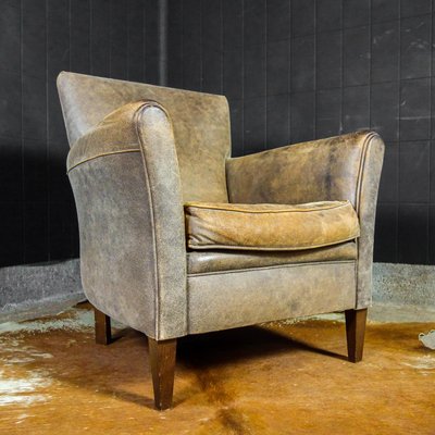 Vintage Nubuck Leather Lounge Chair, Leather Lounge Chairs For Living Room