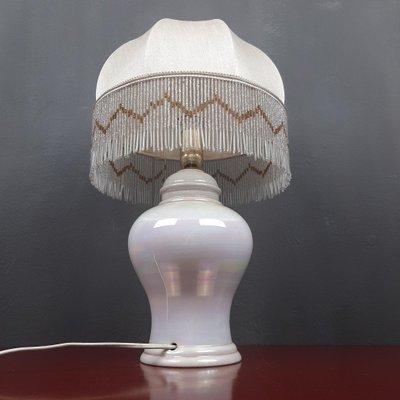 Vintage Pearl Colored Ceramic Table Lamp 1970s