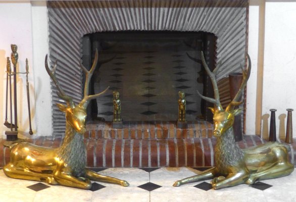 Pièce Décorative En Laiton - 19ème ? - Motif Cerf Et Cheval - Ancienne Vaisselle