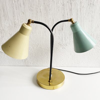 Italian Table Lamp With 2 Shades 1950s, Dual Bulb Lamp Shade