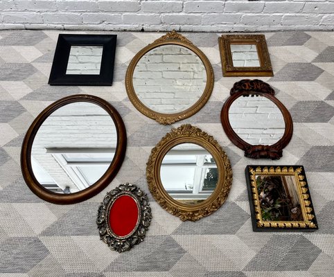 Vintage Wall Mirror With Black Wooden, Wood Framed Wall Mirrors